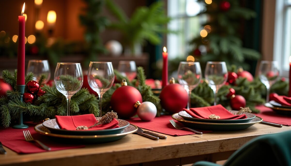 Guide pratique pour une table de Noël élégante aux couleurs rouge et verte Guide pratique pour une table de Noël élégante aux couleurs rouge et verte